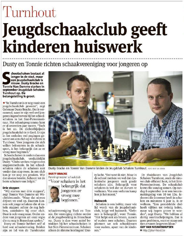 Krantenartikel: Jeugdschaakclub geeft kinderen huiswerk